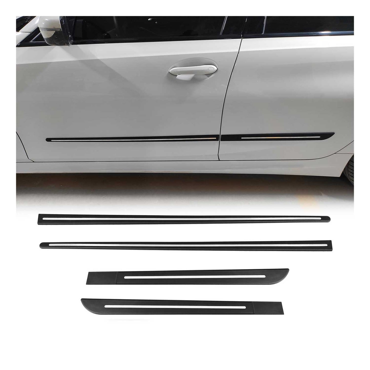 Mini Cooper Side Door Molding Trim Skirt Garnish Stainless Steel Silver 4 Pcs