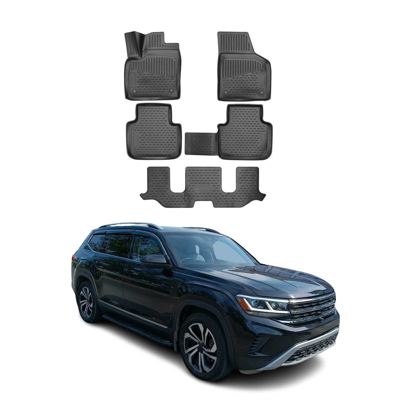 2018-2026 Volkswagen Atlas Floor Mats Liners Full Set All Weather Black