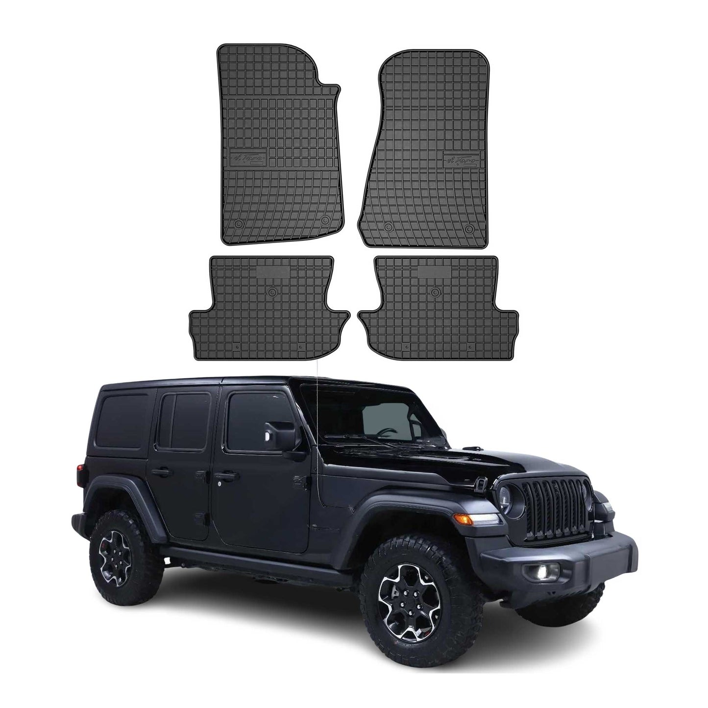 2018-2026 Jeep Wrangler Floor Mats Liners Full Set All Weather Rubber Black