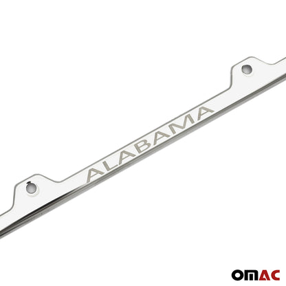 ALABAMA Print License Plate Frame Tag Holder Chrome S. Steel 2 pcs.