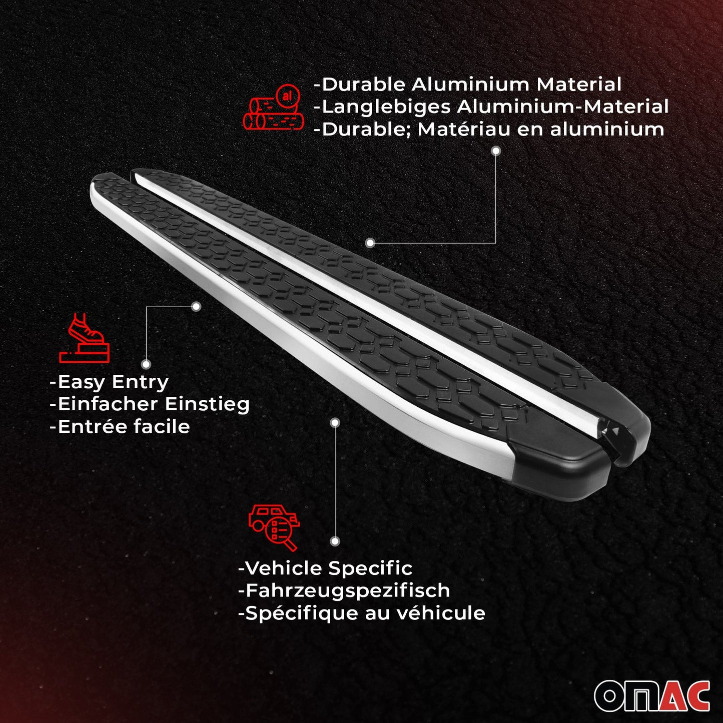2016-2021 Hyundai Tucson Running Boards Side Steps Silver & Black