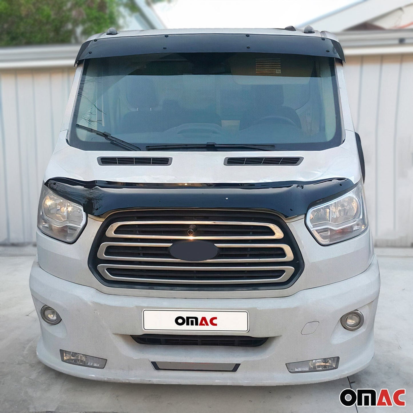 2015-2026 Ford Transit Windshield Sun Visor & Bug Shield Hood Deflector Kit 2Pcs Smoke