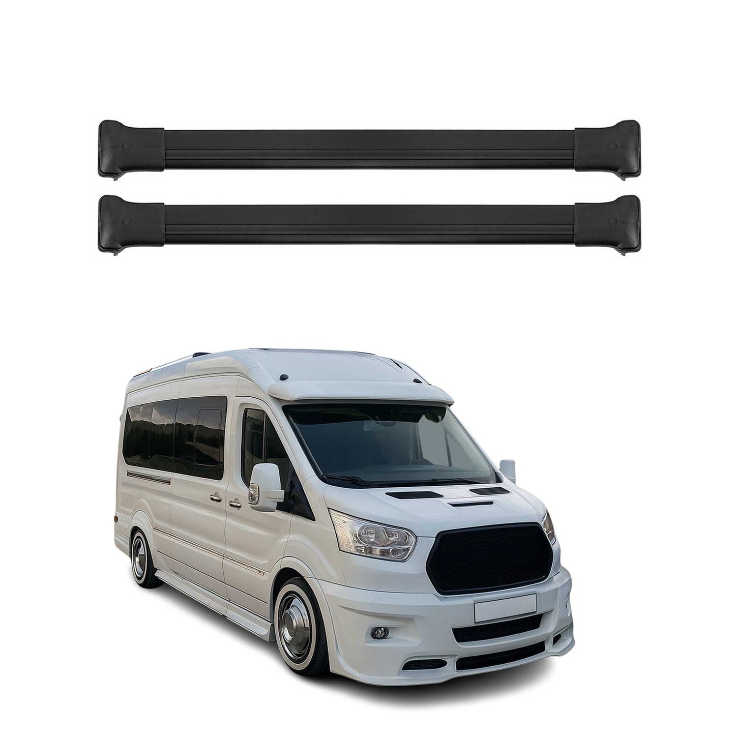 2015-2026 Ford Transit E-Transit Roof Rack Cross Bars Black