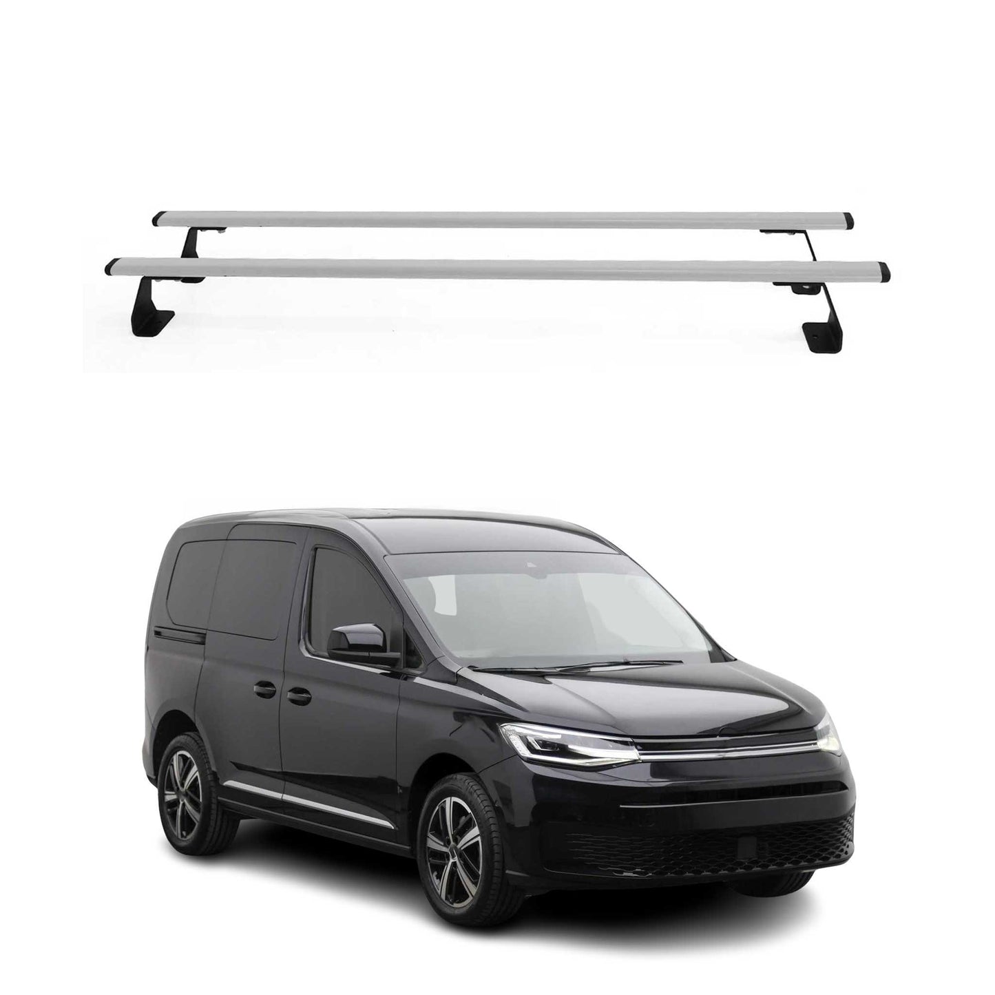 2020-2026 VW Caddy Roof Rack Cross Bars Steel Silver 2Pcs