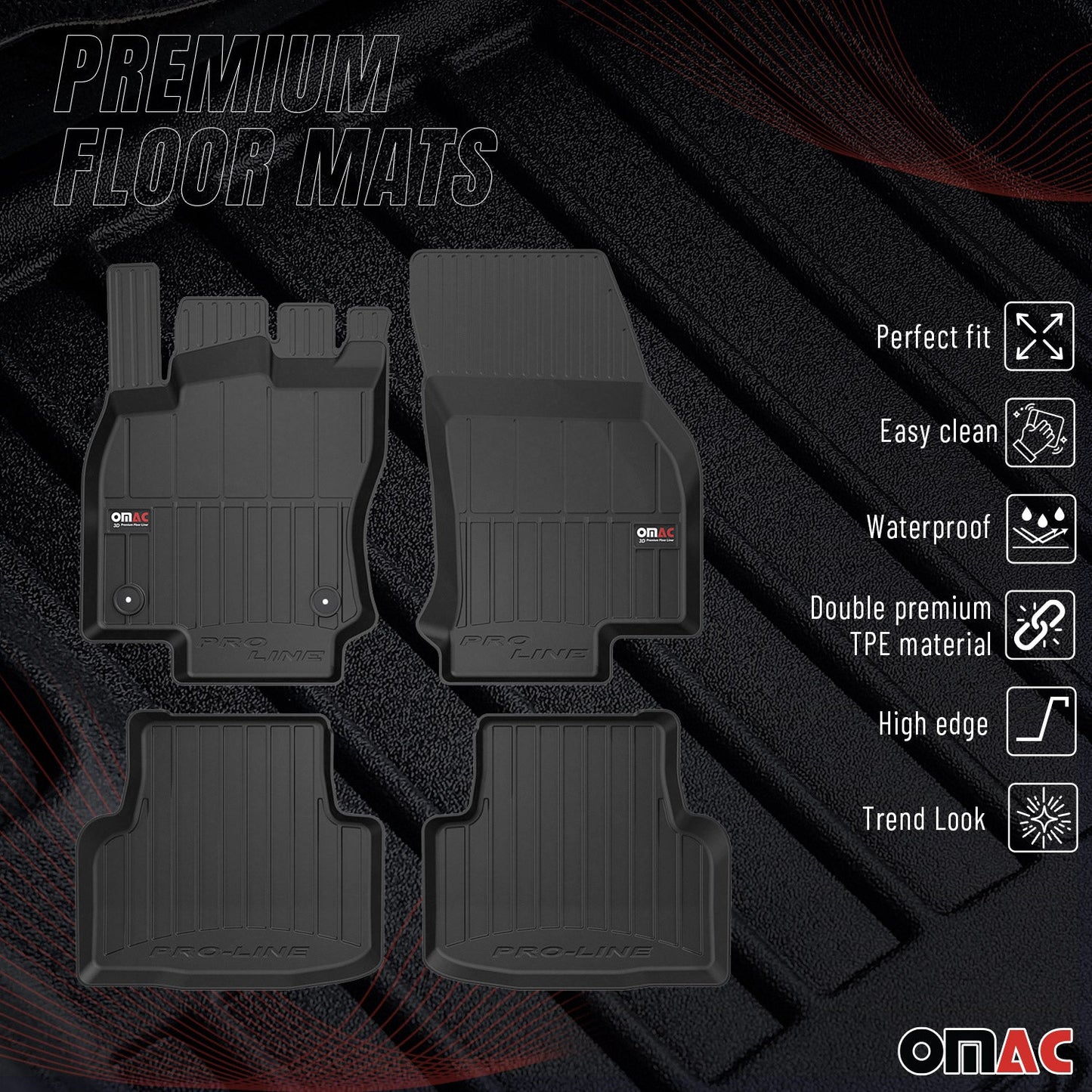 2021-2026 VW Taos Premium Floor Mats Liners Full Set All Weather Heavy Duty