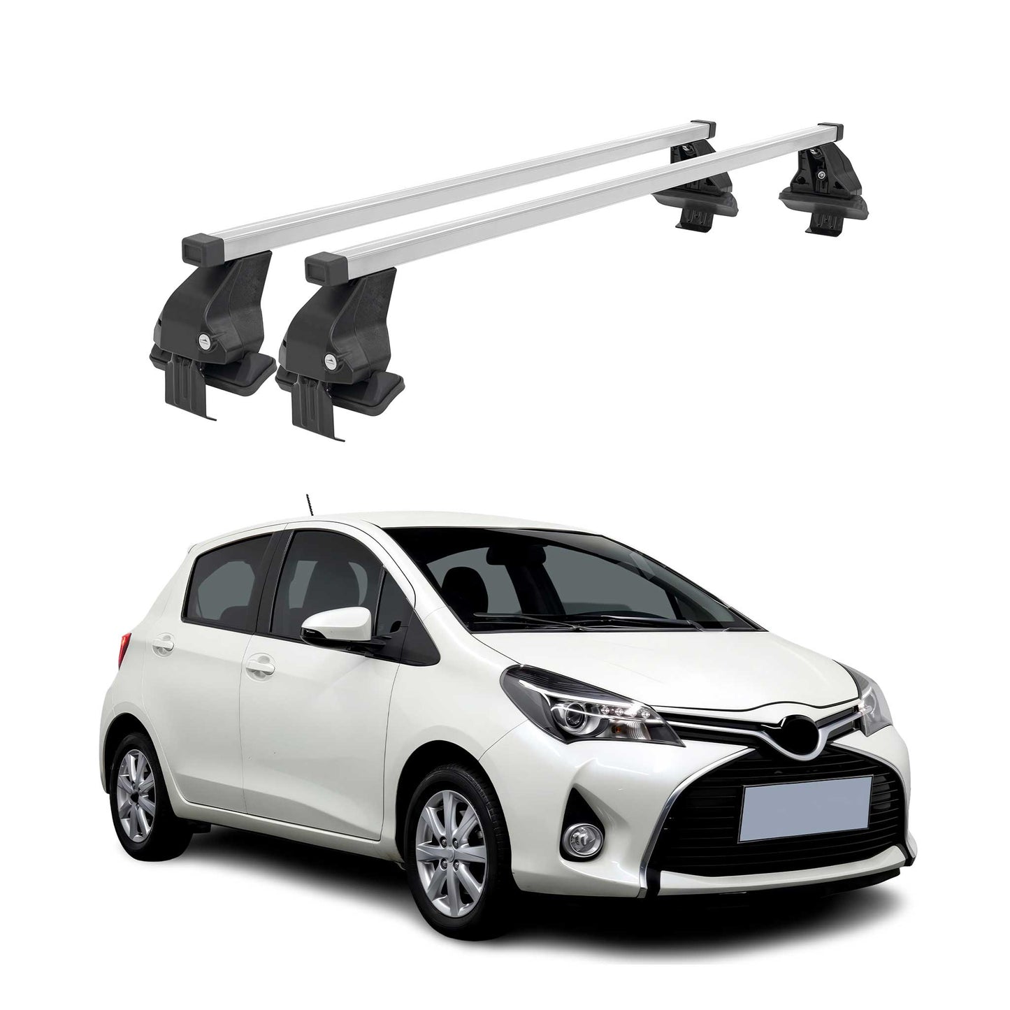 2007-2012 Toyota Yaris Hatchback Roof Rack Cross Bars Silver