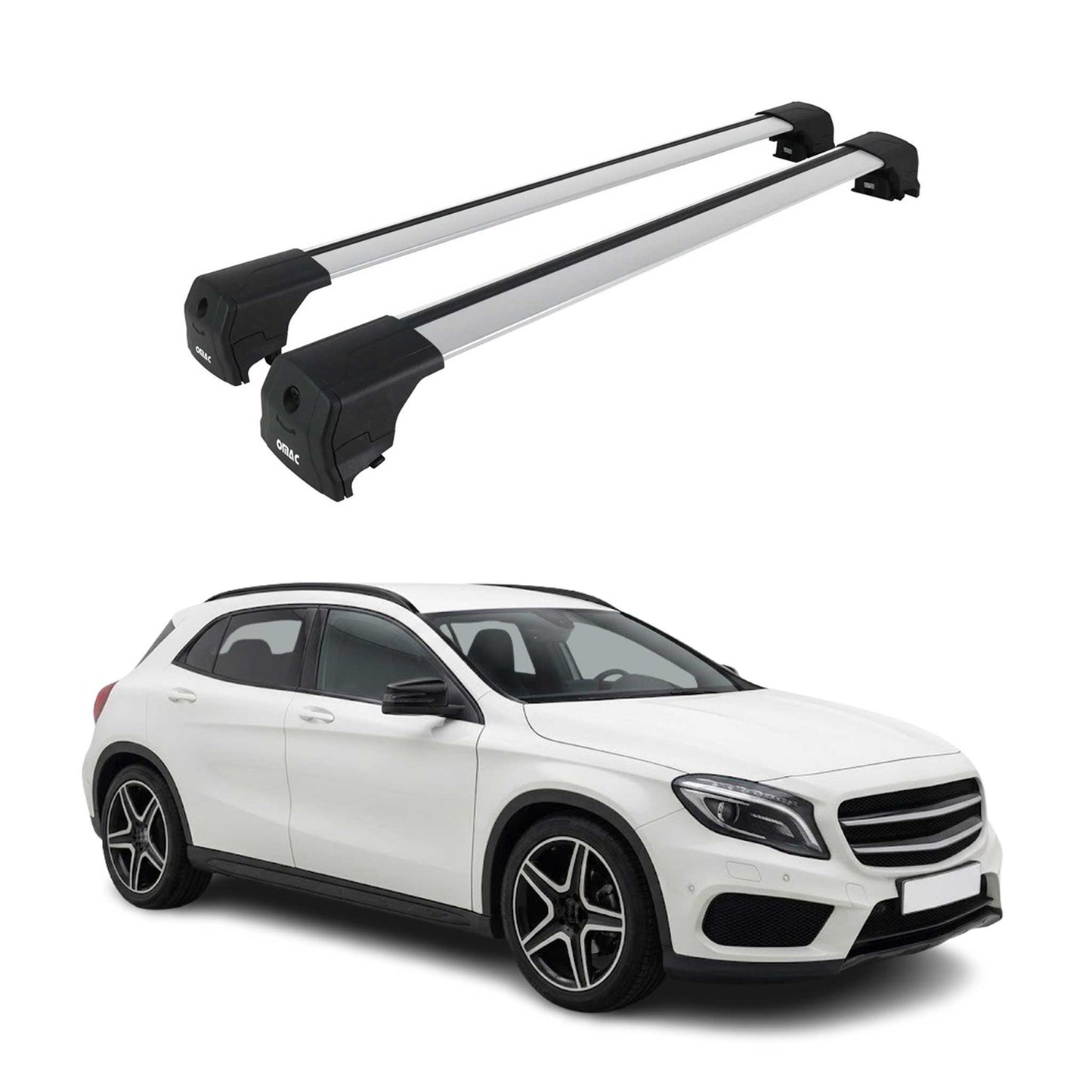 2015-2019 Mercedes GLA Class X156 Roof Rack Cross Bars Silver