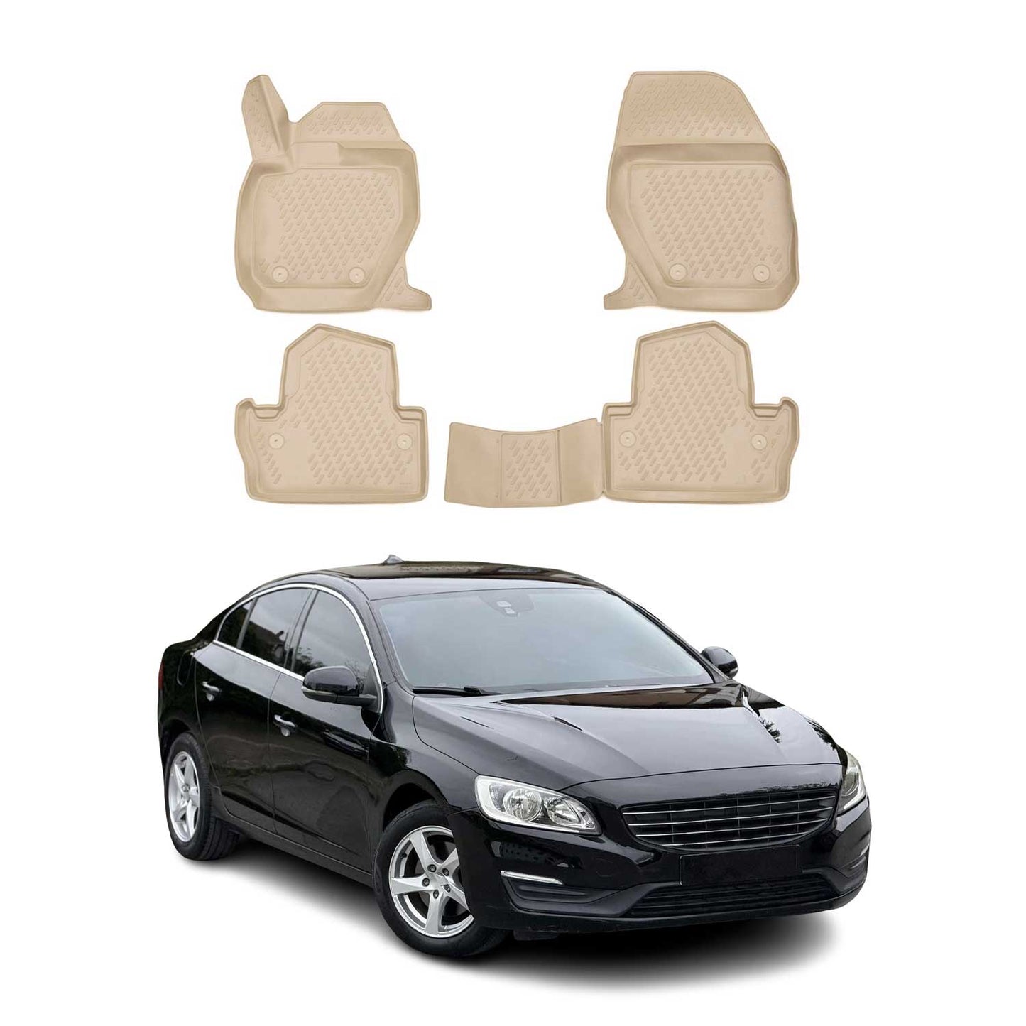 2013-2018 Volvo S60 Floor Mats Liners Full Set All Weather Beige