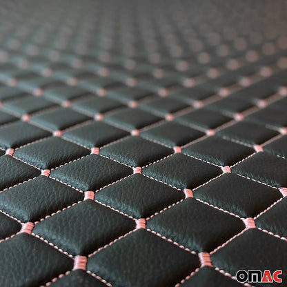Embossed Black Faux Leather Lining Pink Stitch Car Upholstery 1 Yard x 1.5 Yards