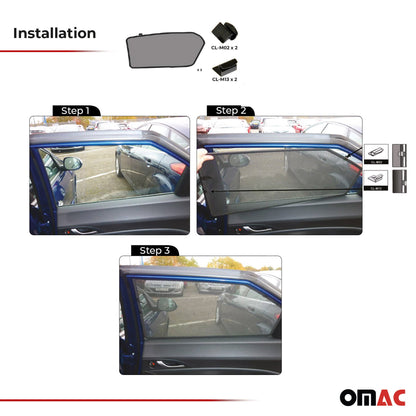 2006-2011 Honda Civic Side Rear Window Curtain Mesh Black 2Pcs