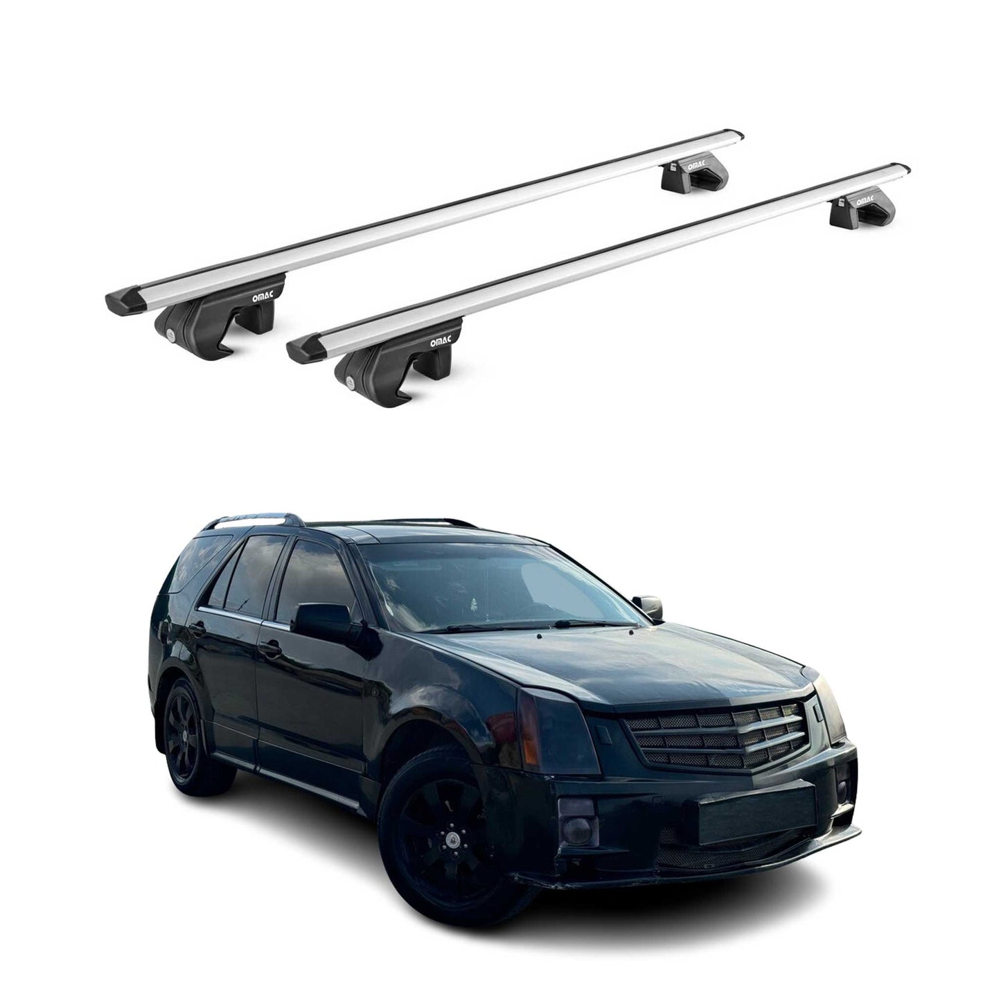2004-2009 Cadillac SRX Roof Rack Cross Bars Silver
