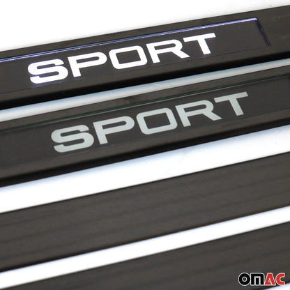 2018-2024 VW Tiguan Door Sill Scuff Plate Illuminated Brushed Stainless Steel Dark
