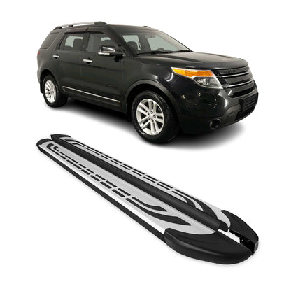 2011-2019 Ford Explorer Running Boards Side Steps Silver & Black