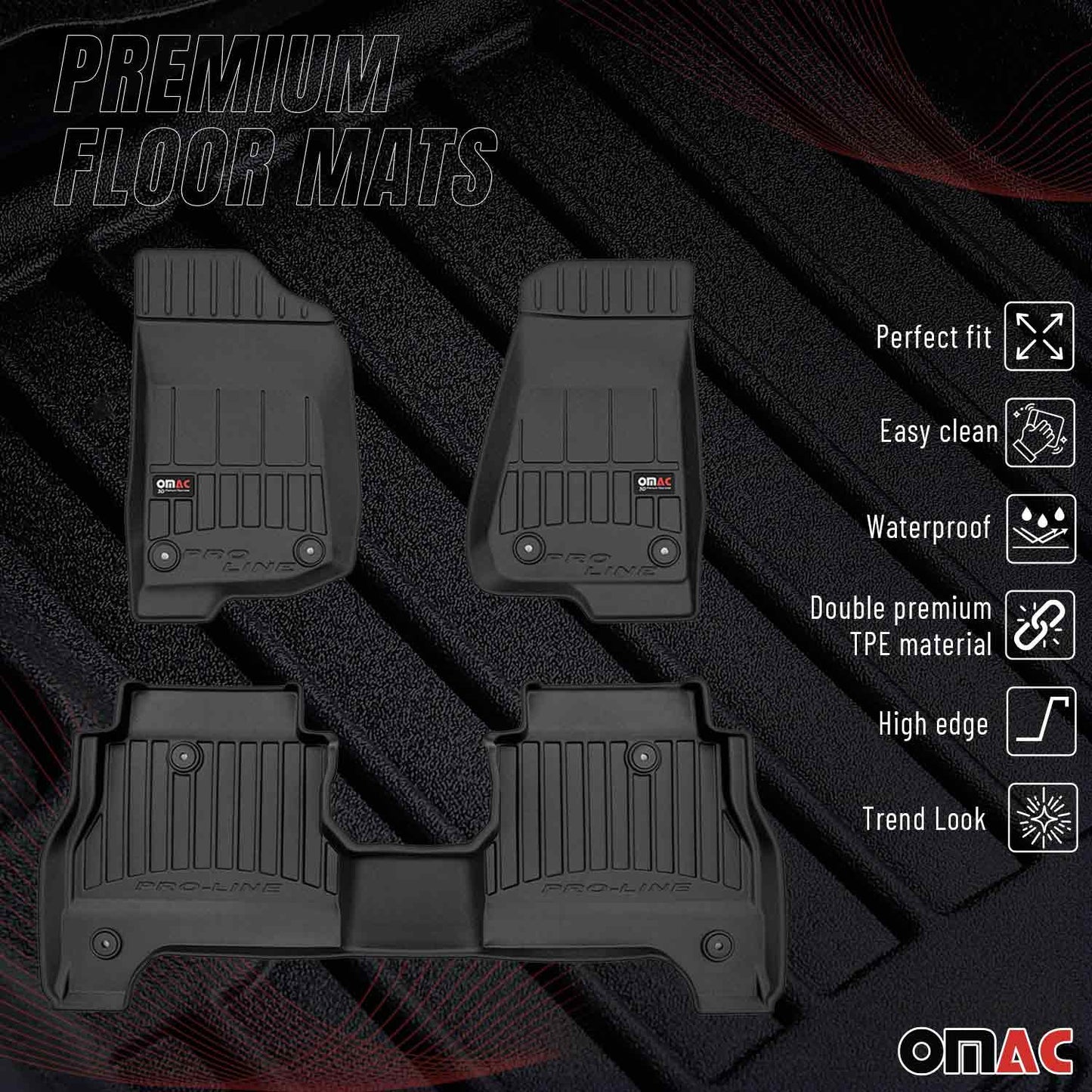 2020-2026 Jeep Gladiator Premium Floor Mats Liners Full Set All Weather Heavy Duty