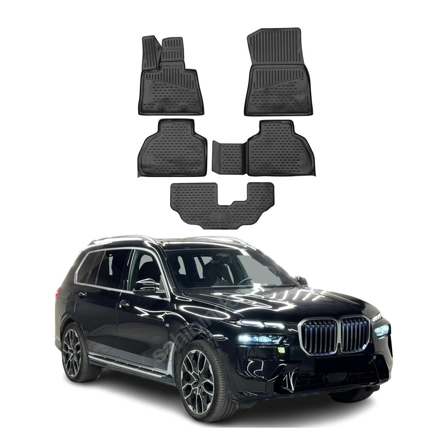 2019-2026 BMW X7 G07 7-Seater Floor Mats Liners Full Set All Weather Black
