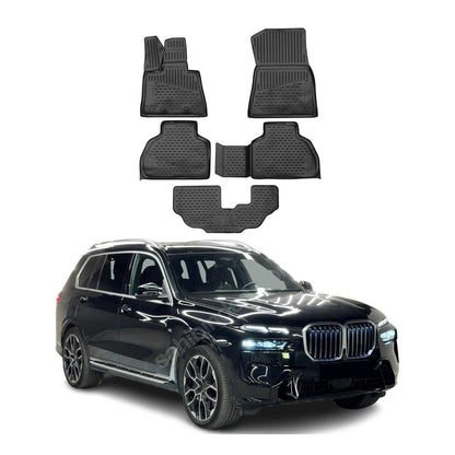 2019-2026 BMW X7 G07 7-Seater Floor Mats Liners Full Set All Weather Black