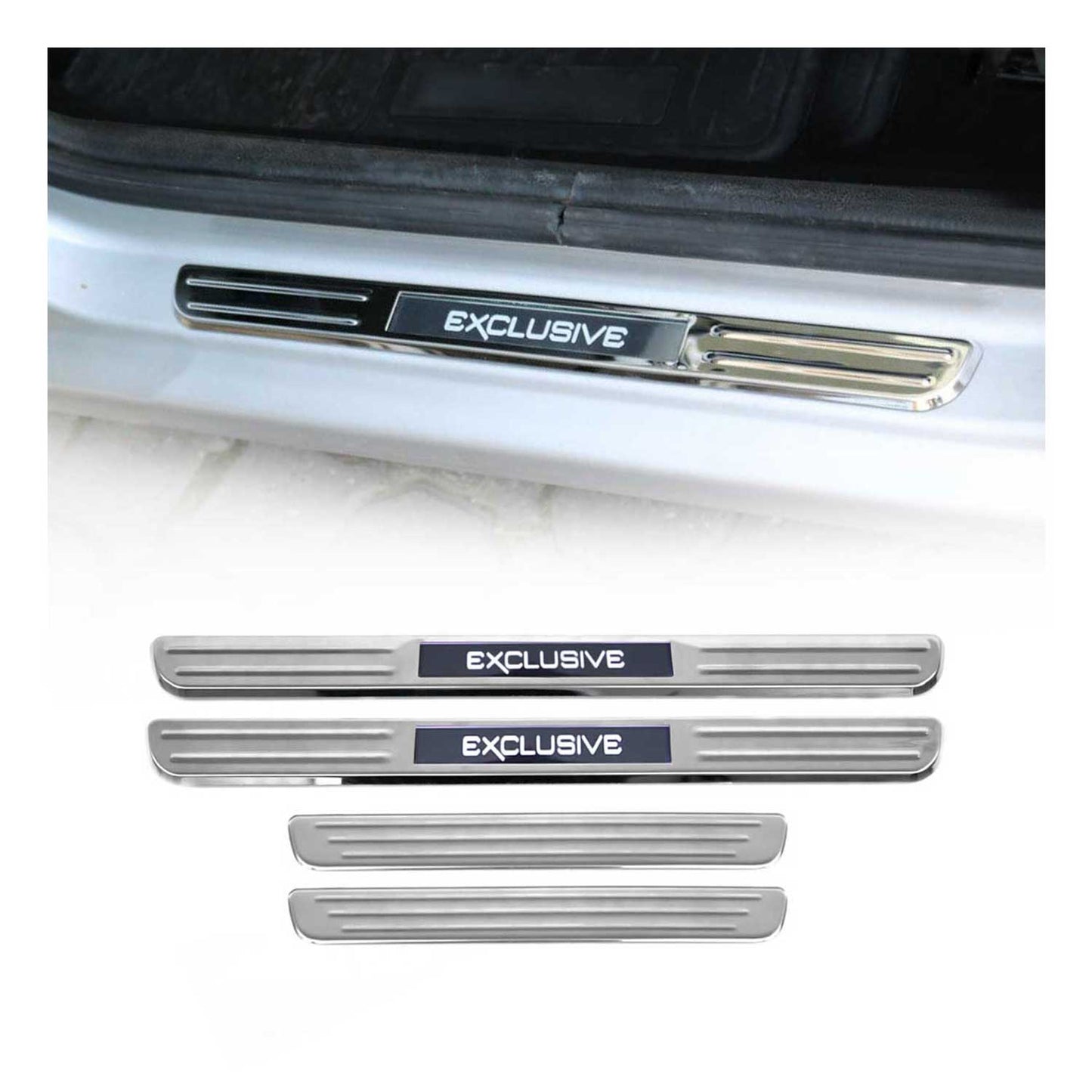 Fiat 500L 500X Door Sill Scuff Plate Illuminated Exclusive Stainless Steel Silver 4Pcs