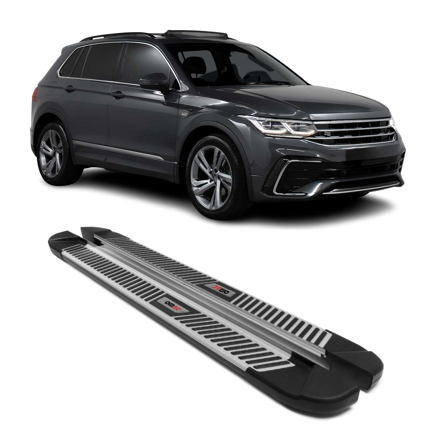 2018-2023 VW Tiguan 2.gen Running Boards Side Steps Silver & Black