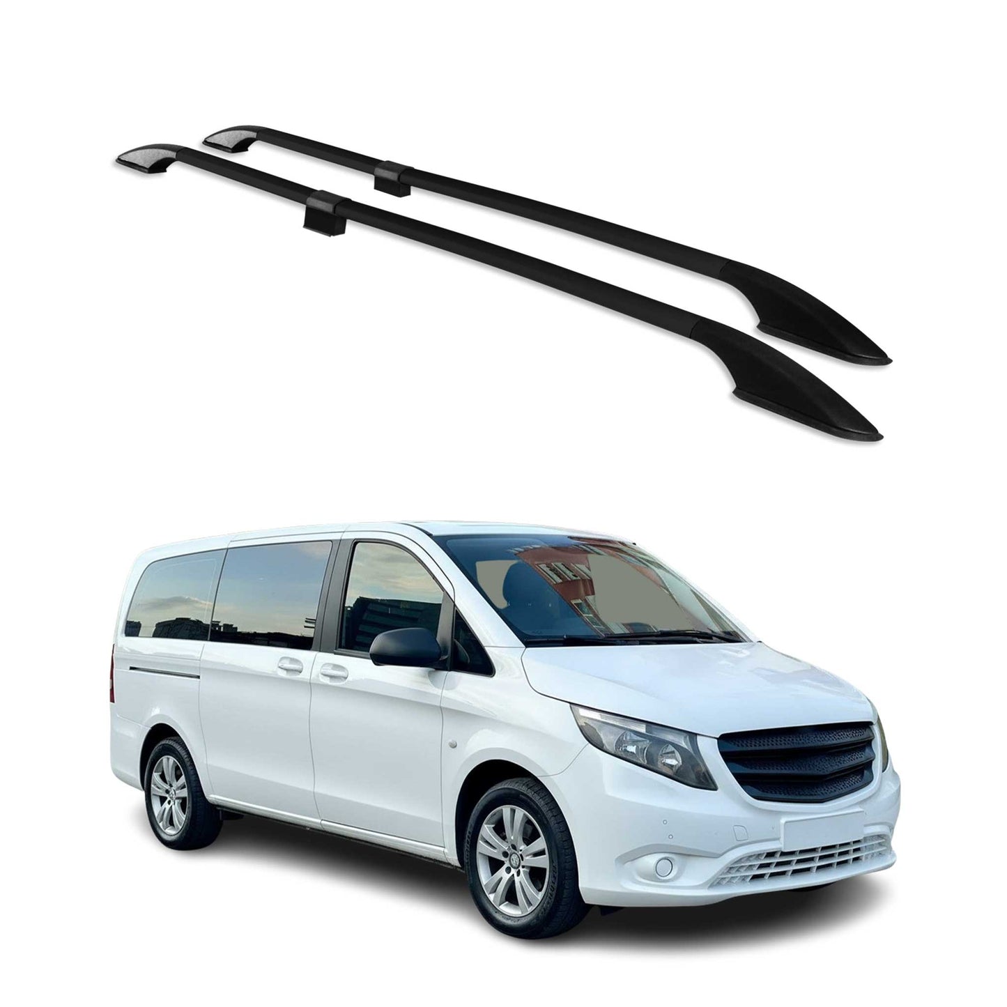 2016-2023 Mercedes Metris Mid Wheel Base Roof Rack Rails Side Rails Black