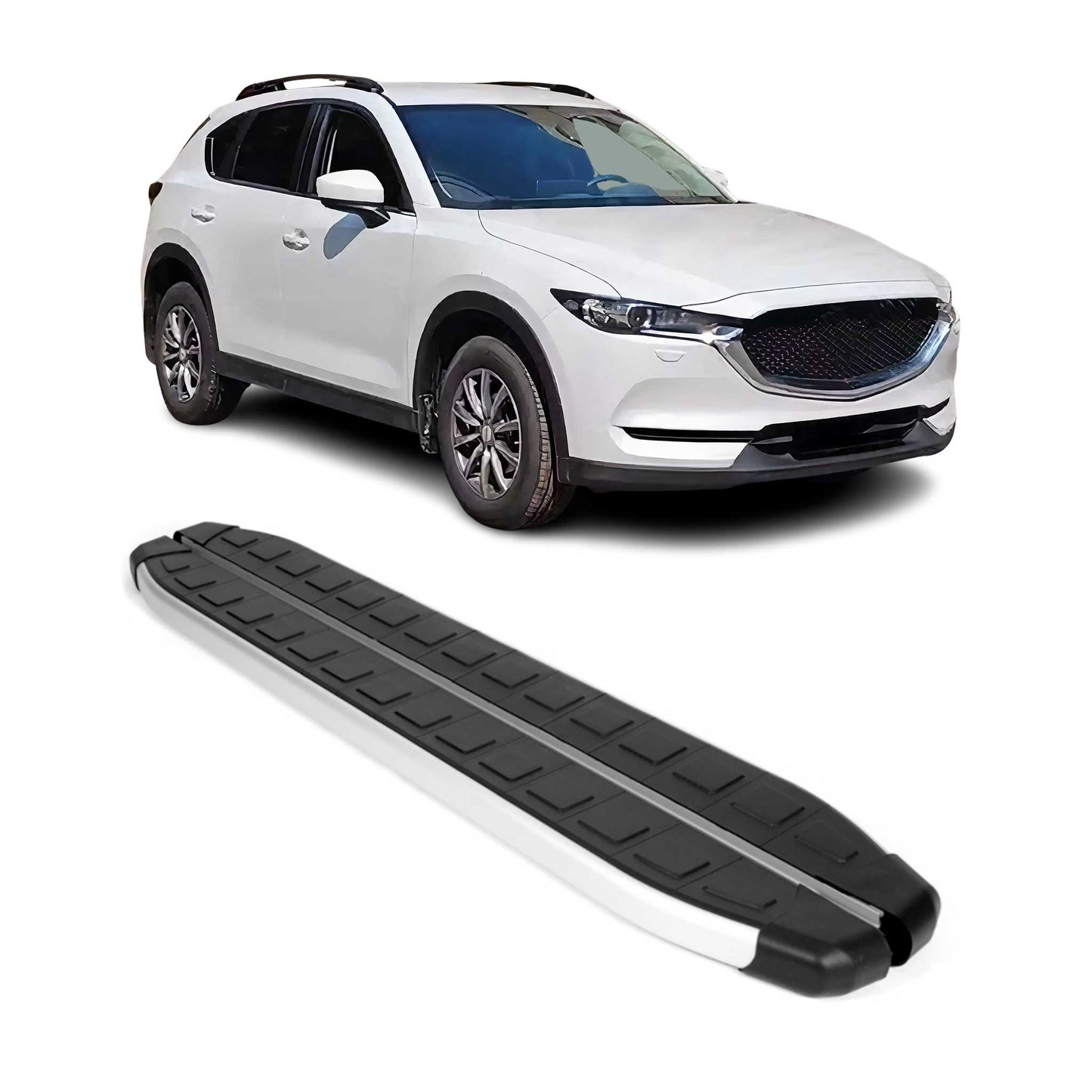 2017-2025 Mazda CX-5 2.gen Running Boards Side Steps Silver & Black