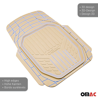Ford Transit Connect Heavy Duty Trim to fit Floor Mats Liner Tan All Weather 4Pcs