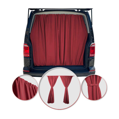 Nissan NV200 Trunk Tailgate Curtains Red 2 Privacy Curtains