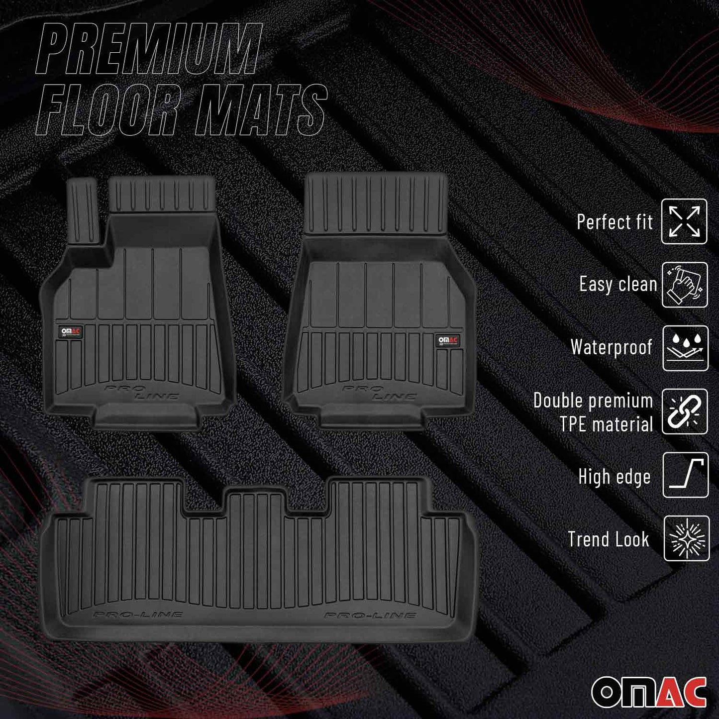 2020-2026 Tesla Model Y Premium Floor Mats Liners Full Set All Weather Heavy Duty