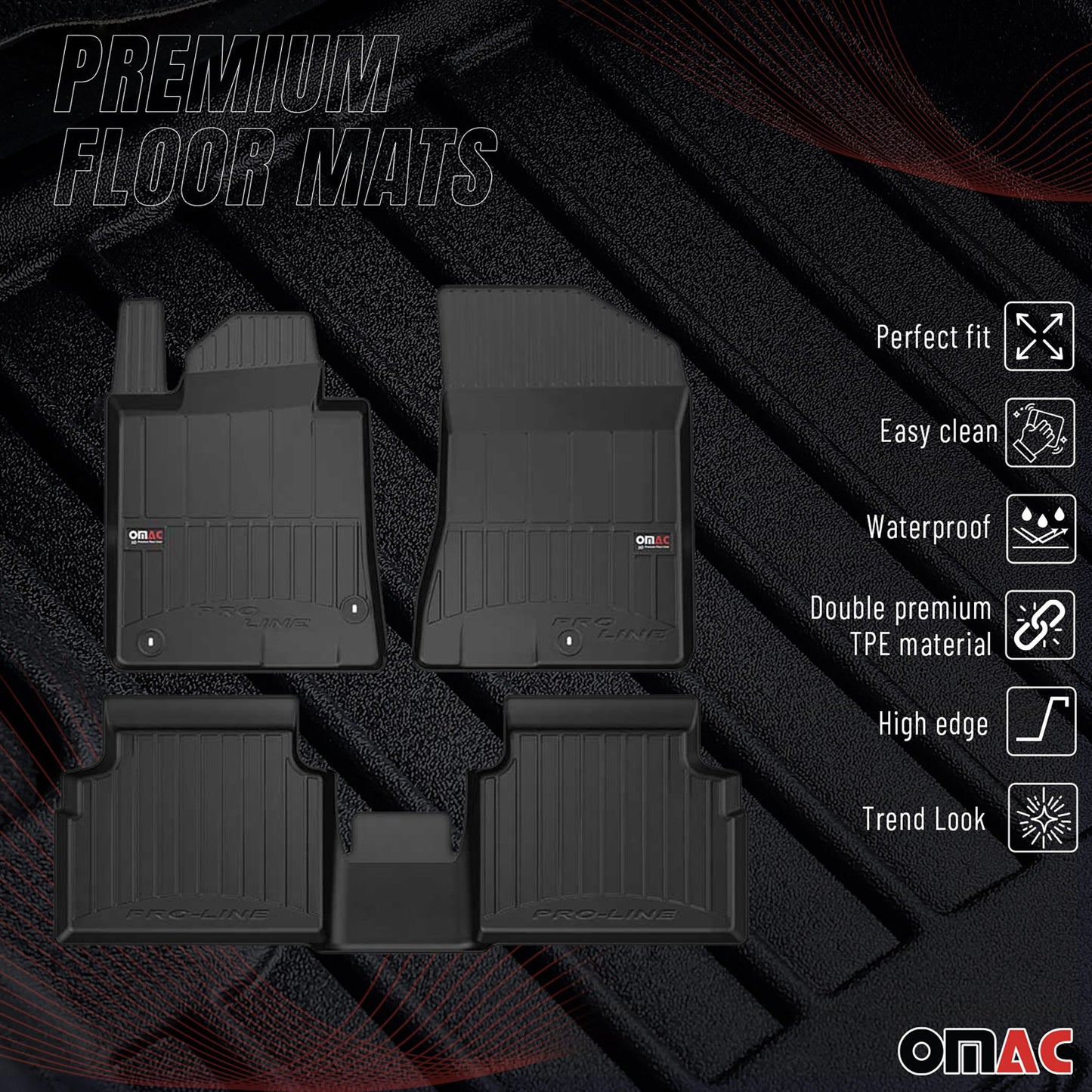 2021-2026 Hyundai Sonata 2020-2026 / Kia K5 Premium Floor Mats Liners Full Set All Weather Heavy Duty
