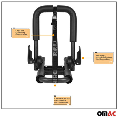 Kayak Carrier Canoe Boat Surf Snowboard Roof Mount Car Cross J-Bar Rack 2Pcs