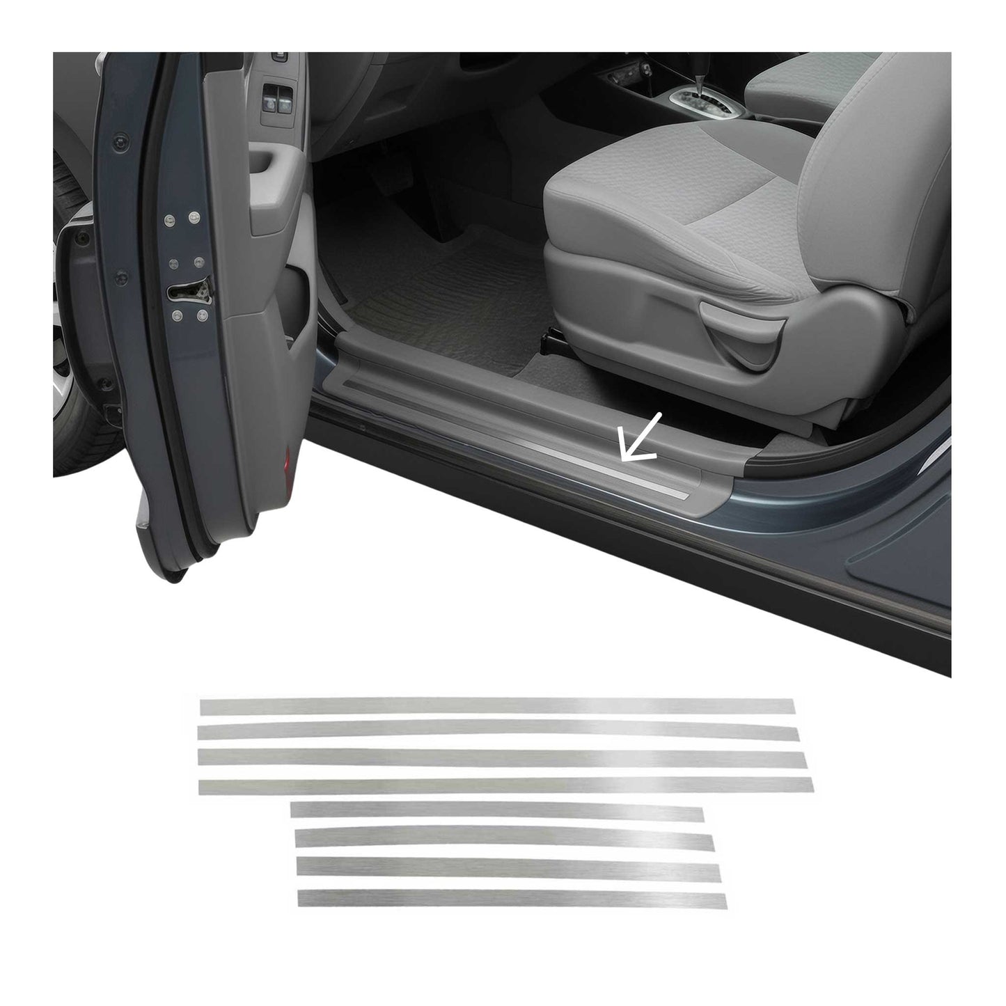 1995-2000 Mercedes C Class W202 Door Sill Scuff Plate Stainless Steel Brushed 8x