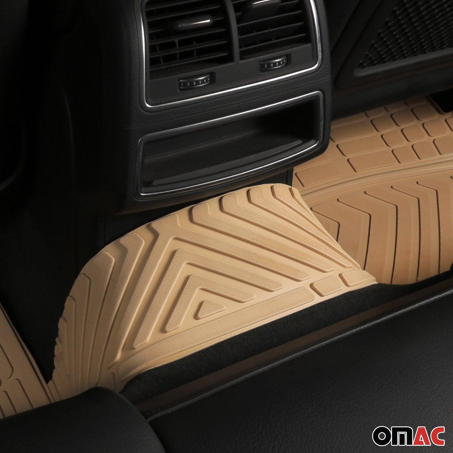 Floor Mats Liner Set All-Weather 3-Row Car Front Rear Universal 6+2Pcs Tan