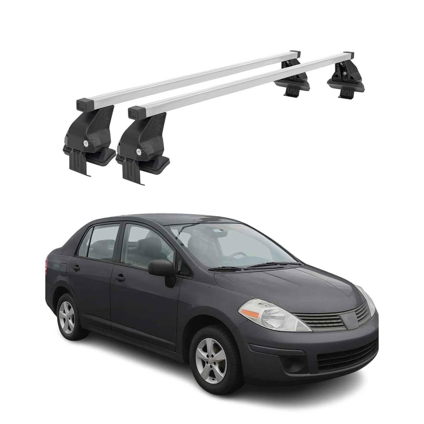 2004-2012 Nissan Versa Roof Rack Cross Bars Silver