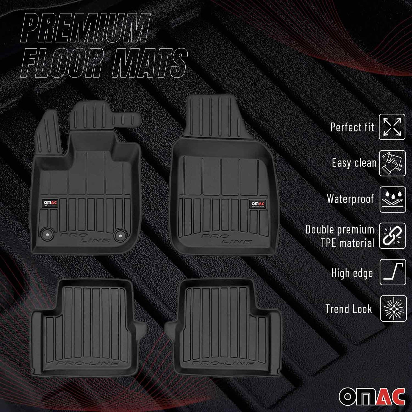 2024 Fiat 500e Premium Floor Mats Liners Full Set All Weather Heavy Duty
