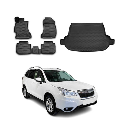 2014-2018 Subaru Forester IV Floor Mats & Cargo Liner Full Set All Weather Black