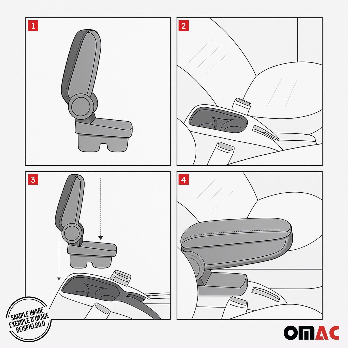 2012-2014 Ford Focus Black Center Console Armrest Plastic PU Leather 1Pc