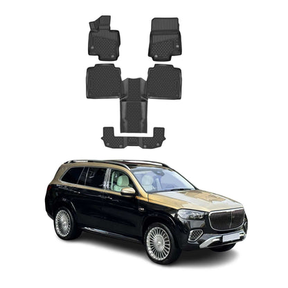 2020-2026 Mercedes GLS Class X167 Floor Mats Liners Full Set All Weather 6 Passenger Black