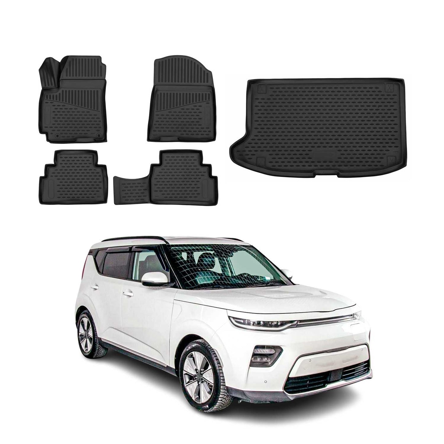 2020-2025 Kia Soul 3.gen Floor Mats & Cargo Liner Full Set All Weather Black