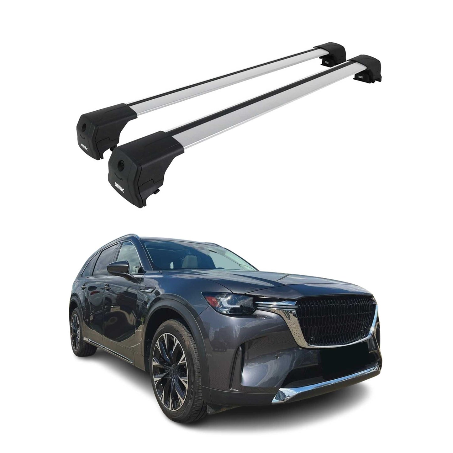 2024-2026 Mazda CX-90 Roof Rack Cross Bars Luggage Carrier Alu Gray 2x