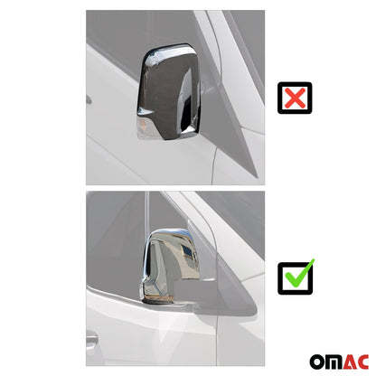 2019-2026 Mercedes Sprinter W907 910 Side Mirror Cover Caps Stainless Steel Silver 2Pcs