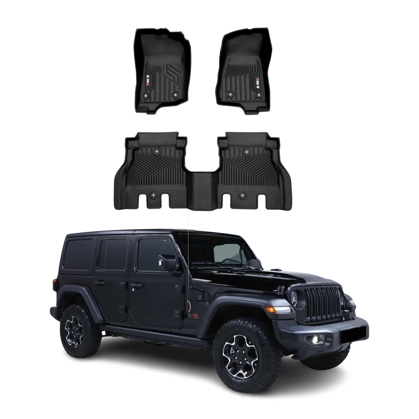 2018-2026 Jeep Wrangler Premium Floor Mats Liners First and Second Row Set