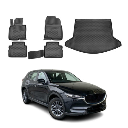 2017-2025 Mazda CX-5 2.gen Floor Mats & Cargo Liner Full Set All Weather Black