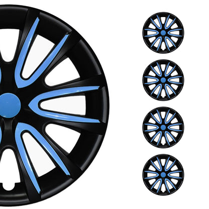 Bicolo Hub Caps Wheel Cover 16" Black Matt & Blue Full Set 4 pcs.