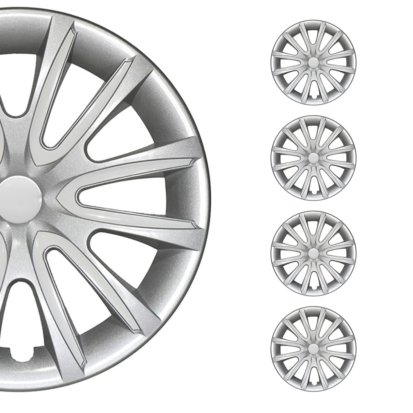 Bicolo Hub Caps Wheel Cover 15" Gray & White Full Set 4 pcs.