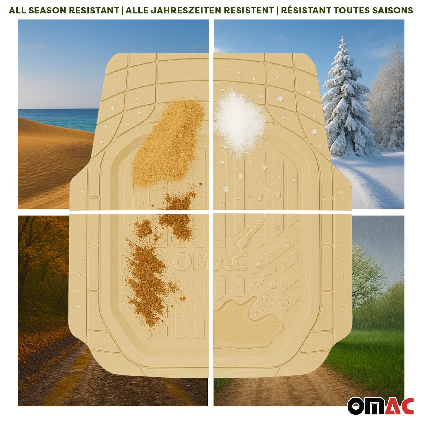 Lincoln Heavy Duty Trim to fit Floor Mats Liner Tan All Weather 4Pcs
