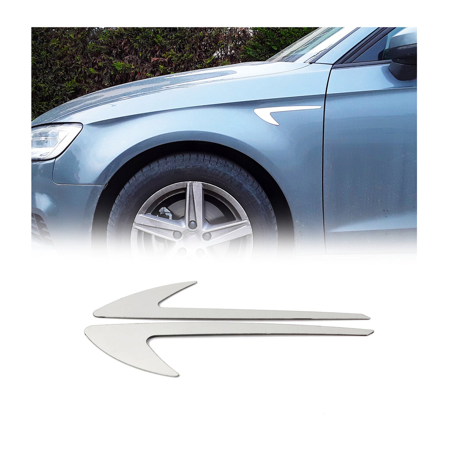 Buick Side Door Molding Trim Skirt Garnish Stainless Steel Gloss 2Pcs