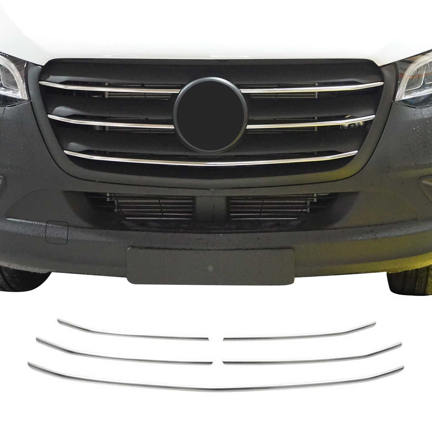 2019-2026 Mercedes Sprinter W907 910 Front Bumper Grill Trim Brushed Stainless Steel