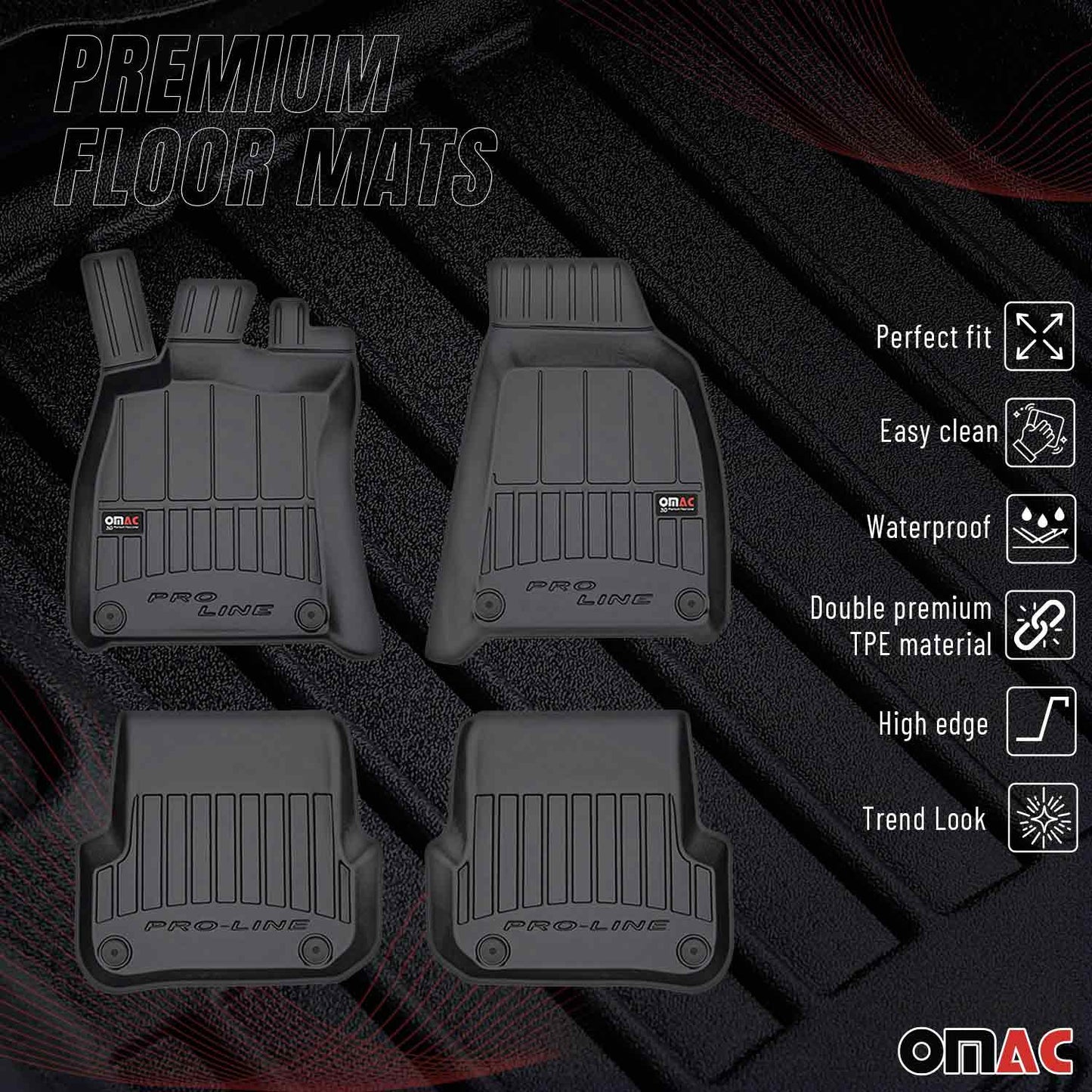 2005-2007 Audi A6 Sedan Pre-Facelift Premium Floor Mats Liners Full Set All Weather Heavy Duty