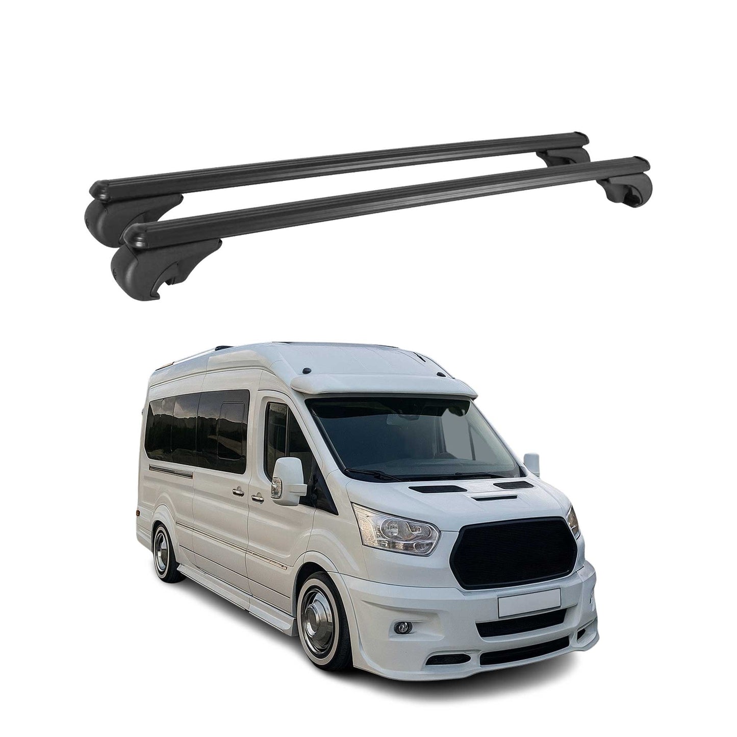 2015-2026 Ford Transit E-Transit Roof Rack Cross Bars Black