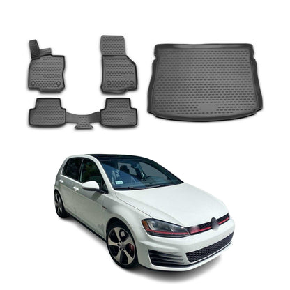 2015-2021 VW Golf MK7 Floor Mats & Cargo Liner Full Set All Weather Black