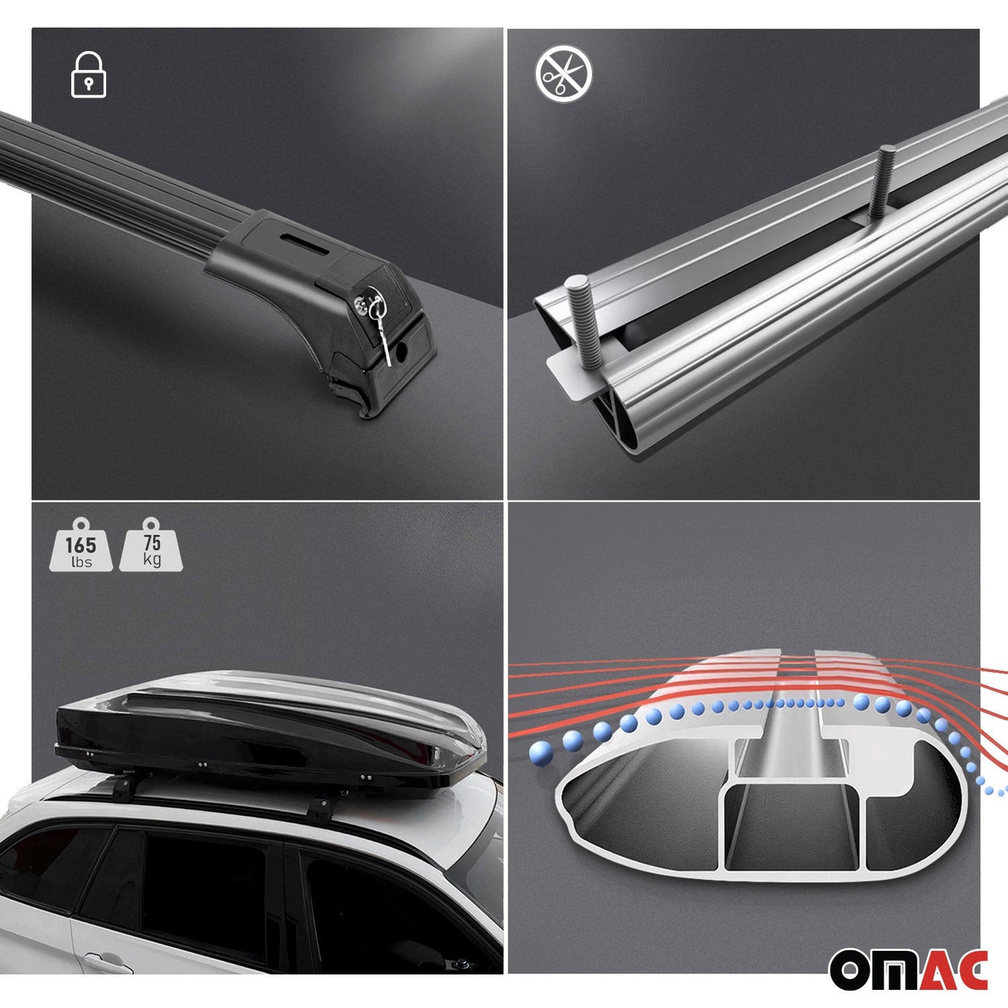 2013-2018 Hyundai Santa Fe Roof Rack Cross Bars Silver